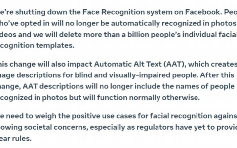脸书取消存在10年的面部识别功能(脸书取消存在10年的面部识别功能怎么办)